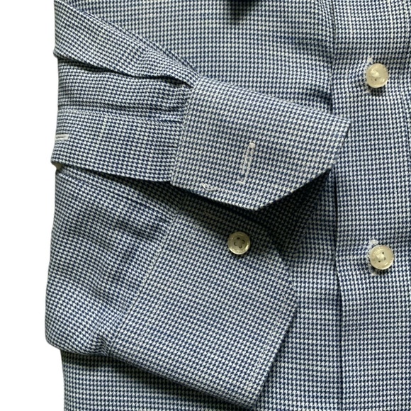 Hart Schaffner Marx Button Down Non Iron Linen Blend Shirt Mens 17 1/2 35 #51C - Picture 4 of 12